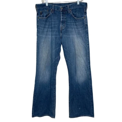 Vtg Abercrombie Fitch Men Denim Bootcut Jeans Button Fly 32x33 Y2K Faded Whisker - Image 1 of 4