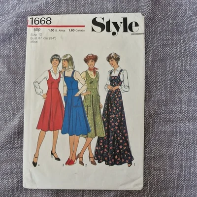 1970s Pinafore Dress Sewing Pattern Style 1668 Bust 34 - Image 1 of 4