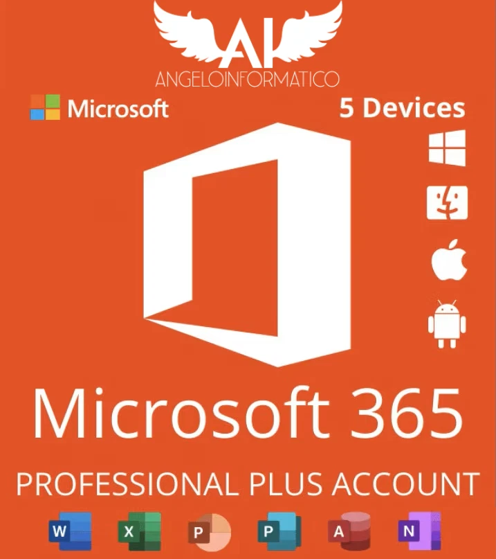 Microsoft Office 365 Pro Plus 5 Dispositivi Windows Mac Android Apple