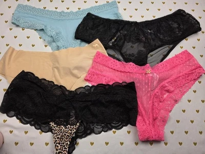 Victorias Secret PINK Lot of 5 Large Cheeky Cheekster Panties Underwear - Image 1 of 3