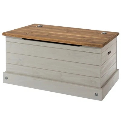 OS Home and Office Furniture Cottage Series Wood Storage Trunk in Gray - Image 1 of 4