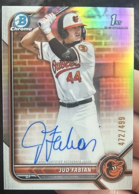 2022 Bowman Draft - Chrome Draft Pick Autographs JUD FABIAN Refractor /499 - Image 1 of 2