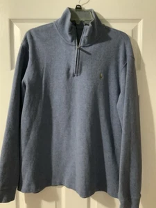 Polo Ralph Lauren Men’s Pullover 1/4 Zip Sweater Size Large Blue - Picture 1 of 3