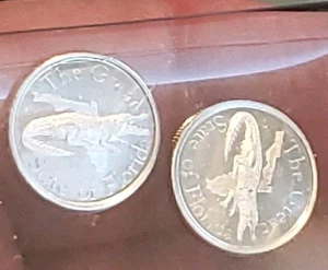 Silver 0.999 Fine Coins #2 Bdl,Gator Great State Of FL Gold 1gm each (New) - Picture 1 of 4
