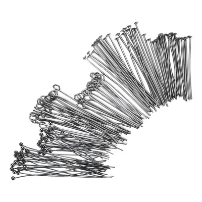 600Pcs Flat Head Pins Plated Ball Head Pins Eye Pins 30mm 40mm, Gray Black - Image 1 of 4