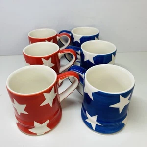 Whittard Of Chelsea Tea Clipper Red & Blue With White Star 0.1L ESPRESSO Mug x 6 - Picture 1 of 18