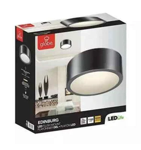Globe Electric Edinburg LED Integrated Flush Mount Ceiling Light Black Iron60304 - Picture 1 of 2