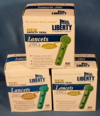 LANCETS! - LOT OF 3 LIBERTY 28G Safety Seal Lot of 3 Boxes of 100 (300 total) - Image 1 of 4