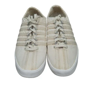 K-Swiss Women Platform Sneakers Sz 6 Ivory Canvas Lace Up Shoes Chunky Y2K Retro - Picture 1 of 10