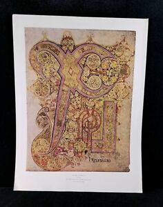 Book Of Kells Folio 34r The Birth of Christ Offset Lithograph Print 12.5x9.5 EXC