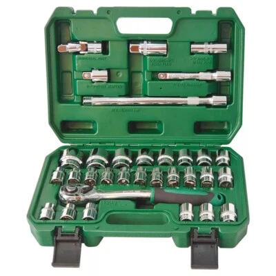 32 Pcs 1/2" Drive Socket Set Metric 8-32mmm Sockets 1/2-Inch Ratchet - Image 1 of 4
