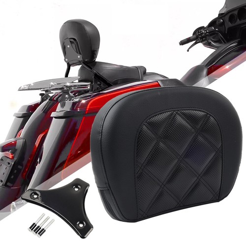 Black Stitching Passenger Sissy Bar Backrest Pad Bracket For Harley