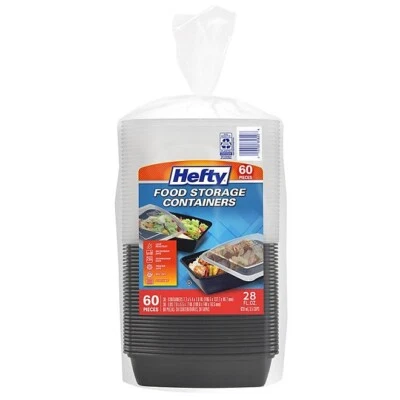 Hefty Food Storage Containers with Lids, 28 Oz 60 Pieces - Image 1 of 4