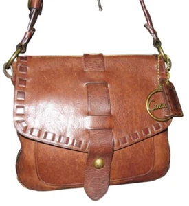 Coach Legacy Thompson Julia Brown Leather Whipstitch Messenger Bag & brass charm - Picture 1 of 15