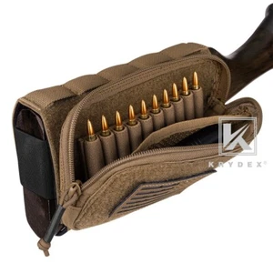 KRYDEX Rifle Buttstock Stock Pack Cheek Rest Shell Holder Tactical Pouch Coyote - Picture 1 of 10