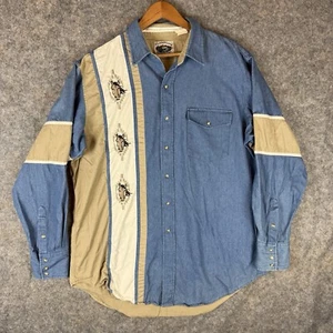 Cumberland Outfitters Shirt Mens XL Pearl Snap Horse Embroidered Western Cowboy - Picture 1 of 12