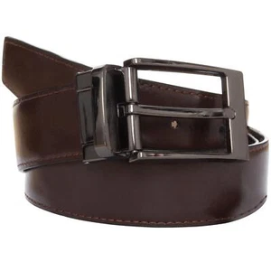 Hombre Cuero Genuino Cinturón Reversible Hebilla Negro/Marrón Tallas 81.3cm - - Imagen 1 de 10