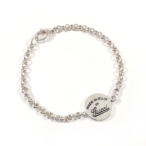 GUCCI Bracciale Targa Tonda Catena Argento925 Unisex Accessorio Gioielli