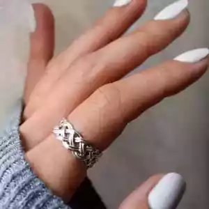 Celtic Infinity Ring Woven Knot Ring Braid 925 Sterling Silver Stackable Ring - Picture 1 of 6