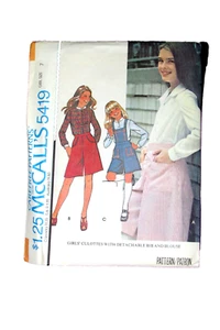 McCALL'S PATTERN 5419 girl's size 7 culottes w/detachable bib, blouse  (sew drwr - Picture 1 of 3