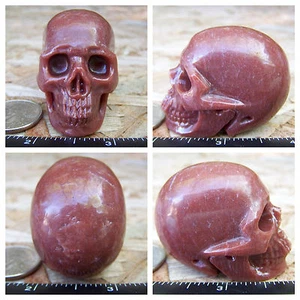 2.02" Red Aventurine Stone Skull Hand Carved 3.3oz 94.7g Crystal Healing - Picture 1 of 12