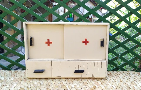Vintage medicine cabinet - Wooden medicine cabinet - apothecary Drug cabinet - H Cover