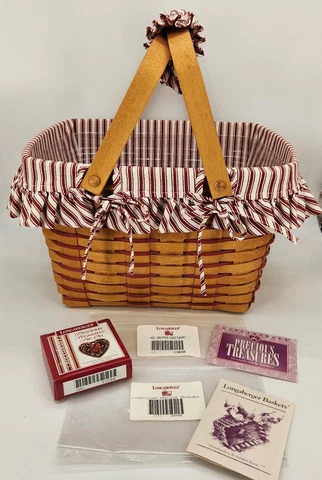 Longaberger 1995 Sweetheart Hostess Precious Treasures Basket~Liner~Protector Cover