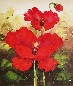 Red Poppy #RPOD1B04-10, 9x11 - 100% Hand painted Oil painting on Canvas,   - Picture 1 of 6