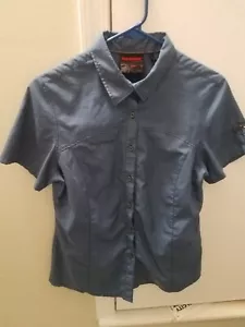 Mammut Hera Women's Button Front Shirt -Blue/Gray Medium M Hiking Outdoor Travel - Picture 1 of 10