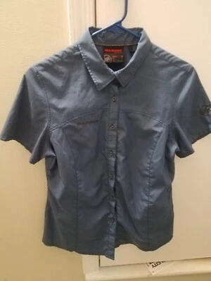 Mammut Hera 女式纽扣前衬衫 - 蓝色/灰色 M 码远足户外旅行 — 第 1/4 张图片