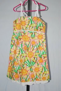 Lilly Pulitzer White Floral Tie Strap Dress Girls Sz 8 - Picture 1 of 3