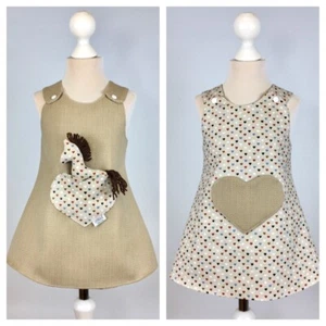 Vestido Hecho a Mano Reversible Niñas Corazones Divertidos Tweed Talla: Recién Nacidas-9 Años - Imagen 1 de 6