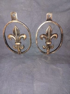 Metal 2 pk Oval Fleur de Lis 5 1/2" x 6 3/4" L rustic decorative bronze paint - Picture 1 of 2