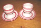 Solimene (Per) Popolo-Liberty Hand Made Italy 2 Egg cups Red/white stripes NWOT