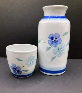Studio Pottery Tumble-up bedside carafe and cup. 8” ht. 3”diam. Signed - Picture 1 of 5