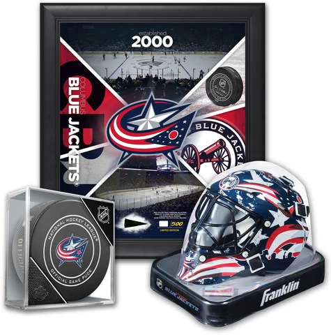 Columbus Blue Jackets Fan Bundle with Team 15x17 Frame, Mini Goalie Mask & Puck Cover
