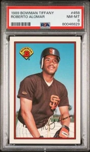 Bowman Tiffany #458 1989 Roberto Alomar Padres Hof RC PSA 8 - Imagen 1 de 2