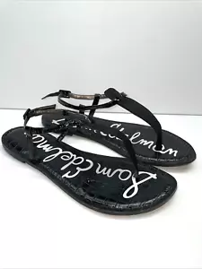 Sam Edelman Gigi schwarze flache Leder-Riemensandalen mit T-Riemen Größe 9,5M - Bild 1 von 8