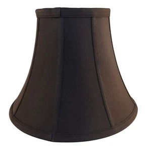 Black Linen Round Tapered Bell Lampshade 9" H x 6" Top x 12" Bottom With White I - Picture 1 of 8