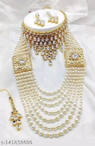 Sabyasachi White Indian Wedding kundan Jewelry Choker Necklace Wedding Set - Picture 1 of 3
