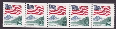 Scott #2280a Flag Over Yosemite Plate # Coil (PNC5) of 5 Stamps - MNH P#9 - Image 1 of 3