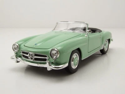 Mercedes 190 SL W121 Verde Chiaro Modellino 1:24 Welly - Immagine 1 di 4