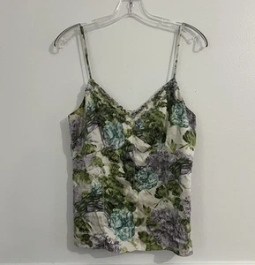 Vintage Y2K Ann Taylor Silk Cami Tank Top Babydoll Coquette Size 4 Floral Purple - Picture 1 of 10