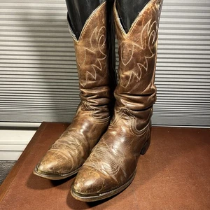 Stivali da cowboy vintage Durango Rebel Frontier da uomo taglia 10,5EE in pelle marrone - Foto 1 di 19