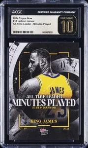 2024 TOPPS NOW ALL-TIME LEADER - MINUTES PLAYED #10 LEBRON JAMES CGC 10 PRISTINE - Picture 1 of 2