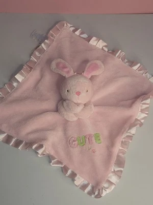 Manta de seguridad Small Wonders rosa lindo conejito conejo Lovey sonajero borde satinado Foto 1 de 4