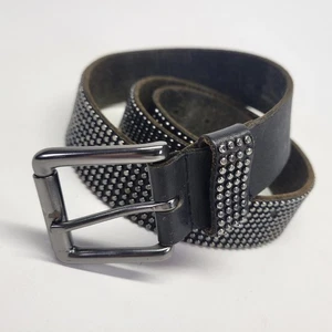Joes Jeans Leather Belt 34 XS Studded Rocker Roller Buckle Black - Picture 1 of 14