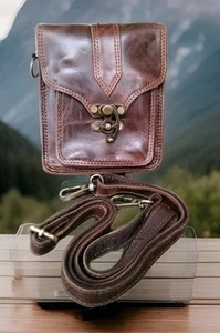 Leather cross body bag - Hand Made- Water buffalo/Yak Leather - Picture 1 of 9
