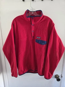 Vintage '90s PATAGONIA SYNCHILLA Snap T Red Pullover Fleece Jacket Size M - Picture 1 of 6