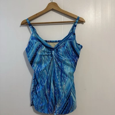 MIRACLESUIT Love Knot Tankini Top  Atlantis Sz 14DD  Blue Women’s Underwire - Image 1 of 4